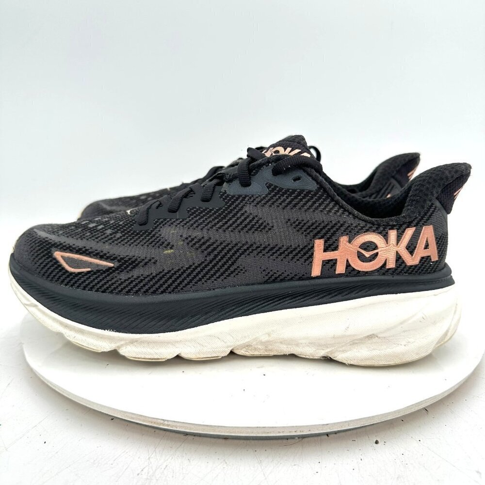 Hoka One One Clifton 9 Women Size 8.5B 1132211 BRGL Black Rose Gold Shoes